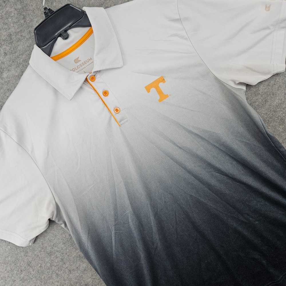 Colosseum Tennessee Volunteers Polo Mens Large White Grey Ombre Gradient SPOTS